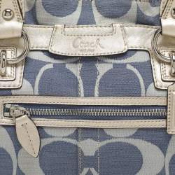 Pre Owned Coach Penelope Blue/Gold Signature Canvas and Leather Shoulder Bag