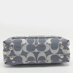 Pre Owned Coach Penelope Blue/Gold Signature Canvas and Leather Shoulder Bag