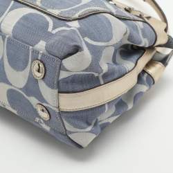 Pre Owned Coach Penelope Blue/Gold Signature Canvas and Leather Shoulder Bag