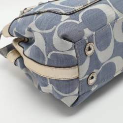 Pre Owned Coach Penelope Blue/Gold Signature Canvas and Leather Shoulder Bag