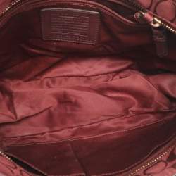 Pre Owned Coach Patchwork Burgundy Fabric and Leather Shoulder Bag