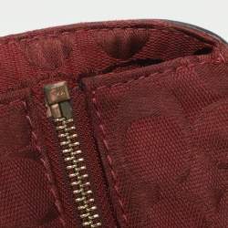 Pre Owned Coach Patchwork Burgundy Fabric and Leather Shoulder Bag