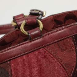 Pre Owned Coach Patchwork Burgundy Fabric and Leather Shoulder Bag