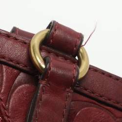 Pre Owned Coach Patchwork Burgundy Fabric and Leather Shoulder Bag