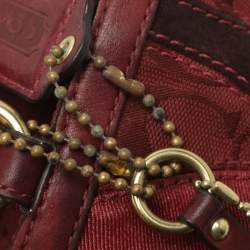 Pre Owned Coach Patchwork Burgundy Fabric and Leather Shoulder Bag
