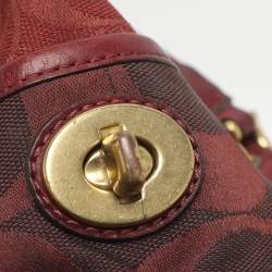 Pre Owned Coach Patchwork Burgundy Fabric and Leather Shoulder Bag