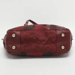 Pre Owned Coach Patchwork Burgundy Fabric and Leather Shoulder Bag
