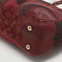 Pre Owned Coach Patchwork Burgundy Fabric and Leather Shoulder Bag