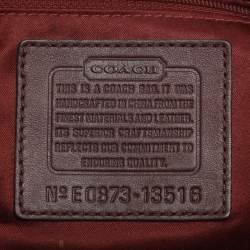 Pre Owned Coach Patchwork Burgundy Fabric and Leather Shoulder Bag