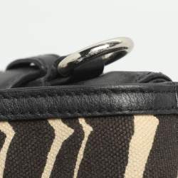Pre Owned Coach Taylor Black/Light Beige Zebra Print Canvas Satchel