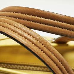 Pre Owned Coach Carryall Oversized Yellow Canvas and Leather Tote