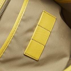 Pre Owned Coach Carryall Oversized Yellow Canvas and Leather Tote