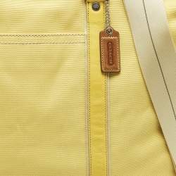 Pre Owned Coach Carryall Oversized Yellow Canvas and Leather Tote
