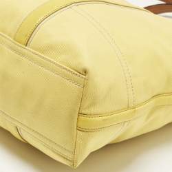 Pre Owned Coach Carryall Oversized Yellow Canvas and Leather Tote