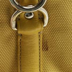 Pre Owned Coach Carryall Oversized Yellow Canvas and Leather Tote