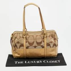 Pre Owned Coach Beige Signature Canvas and Leather Satchel
