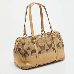 Pre Owned Coach Beige Signature Canvas and Leather Satchel