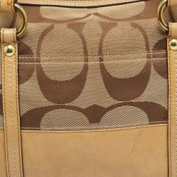 Pre Owned Coach Beige Signature Canvas and Leather Satchel