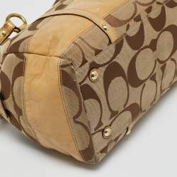 Pre Owned Coach Beige Signature Canvas and Leather Satchel