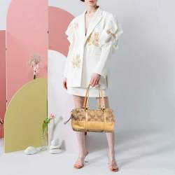 Pre Owned Coach Beige Signature Canvas and Leather Satchel