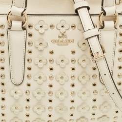 Pre Owned حقيبة كوتش كروسبي جلد أبيض زهري مزخرف