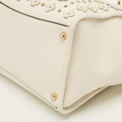 Pre Owned حقيبة كوتش كروسبي جلد أبيض زهري مزخرف