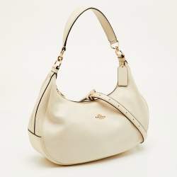 مملوكة مسبقًا Coach Off White Grained Leather Hobo