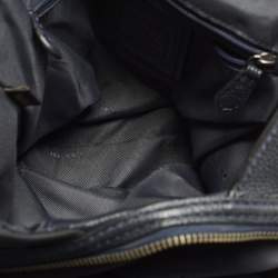 Pre Owned Coach Turnlock Edie Navy Blue Leather Shoulder Bag