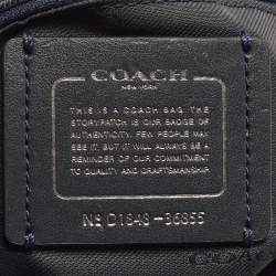 Pre Owned Coach Turnlock Edie Navy Blue Leather Shoulder Bag