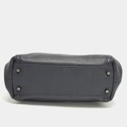 Pre Owned Coach Turnlock Edie Navy Blue Leather Shoulder Bag