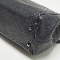 Pre Owned Coach Turnlock Edie Navy Blue Leather Shoulder Bag