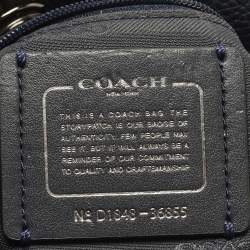 Pre Owned Coach Turnlock Edie Navy Blue Leather Shoulder Bag