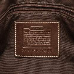 Pre Owned Coach Mandy Brown/Natural Signature Canvas and Leather Shoulder Bag