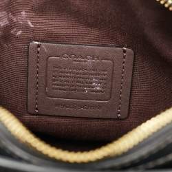 Pre Owned Coach Darci Mini Brown/Black Signature Coated Canvas Carryall Satchel