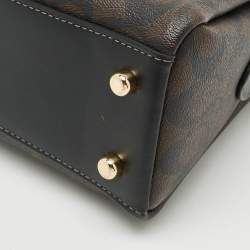 Pre Owned Coach Darci Mini Brown/Black Signature Coated Canvas Carryall Satchel