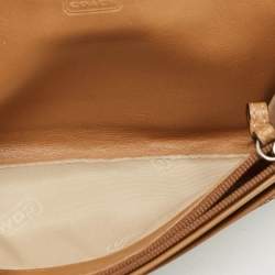 Pre Owned Coach Buckle Detail Beige/Tan Signature Canvas and Leather Continental Wallet