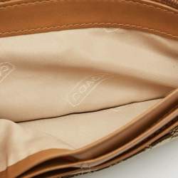 Pre Owned Coach Buckle Detail Beige/Tan Signature Canvas and Leather Continental Wallet
