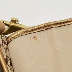 Pre Owned Coach Beige/Gold Signature Canvas and Leather Shoulder Bag