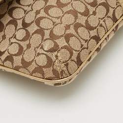 Pre Owned Coach Beige/Gold Signature Canvas and Leather Shoulder Bag