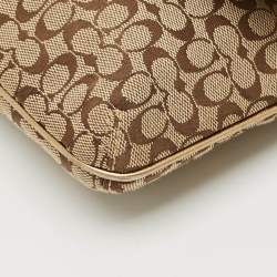 Pre Owned Coach Beige/Gold Signature Canvas and Leather Shoulder Bag