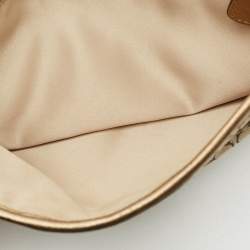 Pre Owned Coach Beige/Gold Signature Canvas and Leather Shoulder Bag