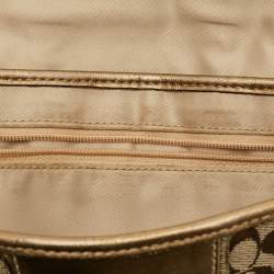 Pre Owned Coach Beige/Gold Signature Canvas and Leather Shoulder Bag