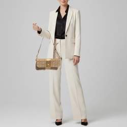 Pre Owned Coach Beige/Gold Signature Canvas and Leather Shoulder Bag