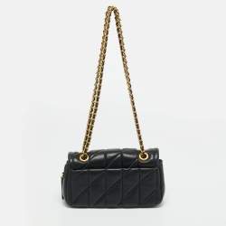 Pre Owned Coach Tabby 20 Black Pillow Quiltied Leather Shoulder Bag