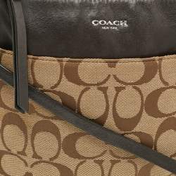 مملوكة مسبقًا Coach Swingpack Dark Brown/Beige Signature Canvas and Leather Crossbody Bag