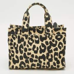 مملوكة مسبقًا حقيبة يد كوتش قماش بطباعة النمر الأسود / الأصفر الفاتح كارغو