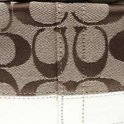 Coach Beige/White Signature Canvas Wristlet Pouch