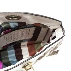 Coach Beige/White Signature Canvas Wristlet Pouch