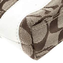 Coach Beige/White Signature Canvas Wristlet Pouch
