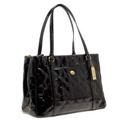 Coach Black Patent Leather Peyton Op Art Double Zip Satchel